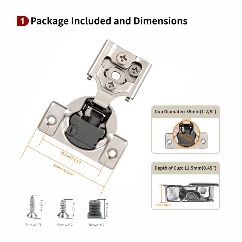 STIANC 2 Pack 1/2"" Overlay 4D Soft Close Hinges for Face Frame Kitchen Cabinet, Adjustable Closing Speed, Quiet Self-Shut Door, 105 Degree - Image 2